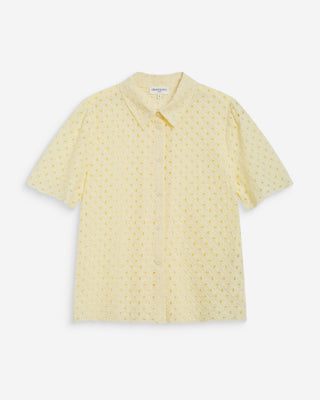 Chemise en dentelle manches courtes jaune Waverine