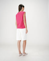 Top en coton col rond à message fuchsia Willow