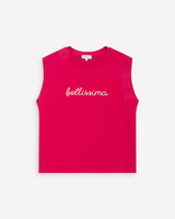 Top en coton col rond à message fuchsia Willow