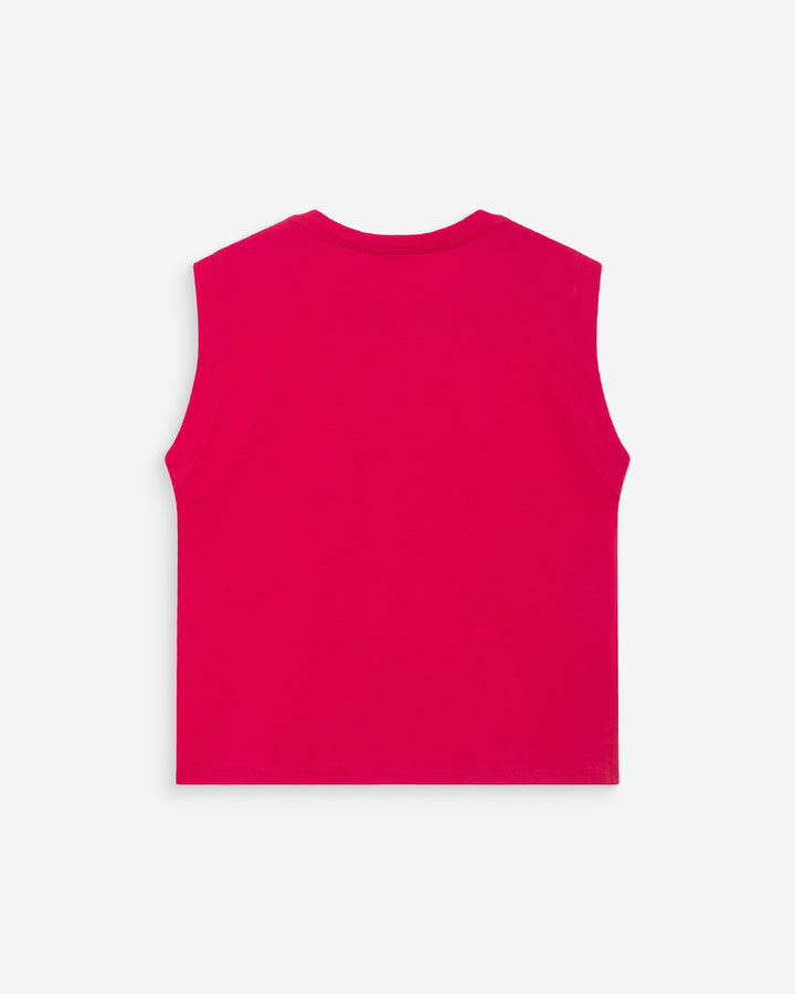 Top en coton col rond à message fuchsia Willow