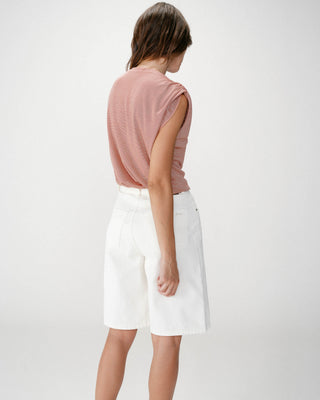 Sleeveless lurex crew-neck top rose Winny