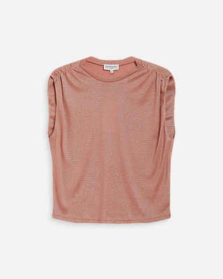 Sleeveless lurex crew-neck top rose Winny