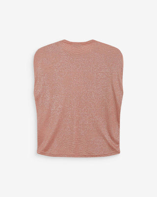 Sleeveless lurex crew-neck top rose Winny
