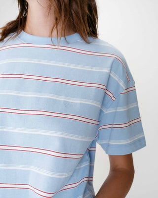 T-shirt oversize en coton rayé manches courtes ciel Welson