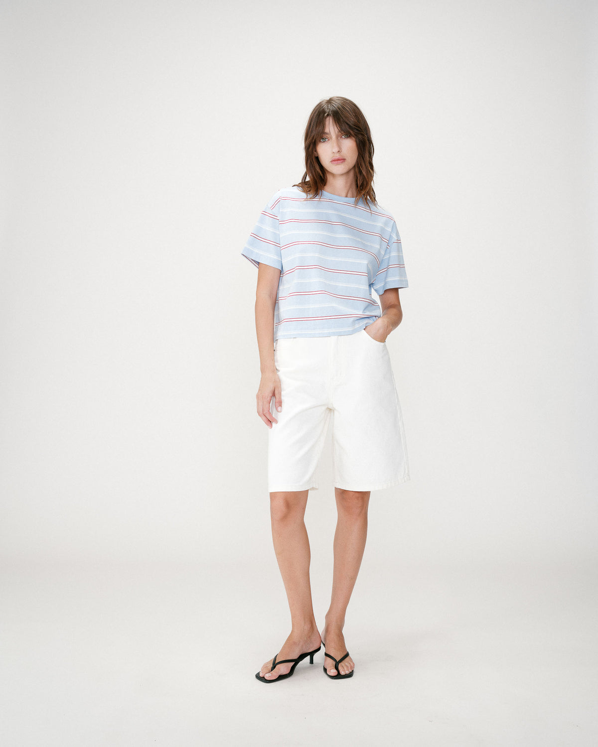 T-shirt oversize en coton rayé manches courtes ciel Welson