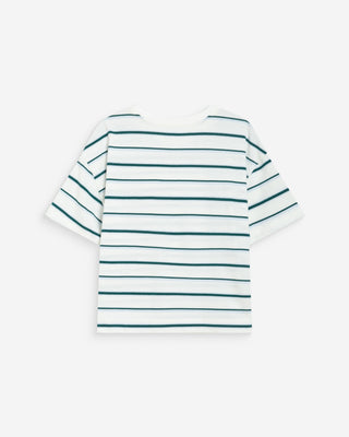 T-shirt oversize en coton rayé manches courtes ivoire Welson