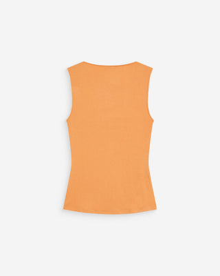 Sleeveless asymmetric draped top orange Wagner