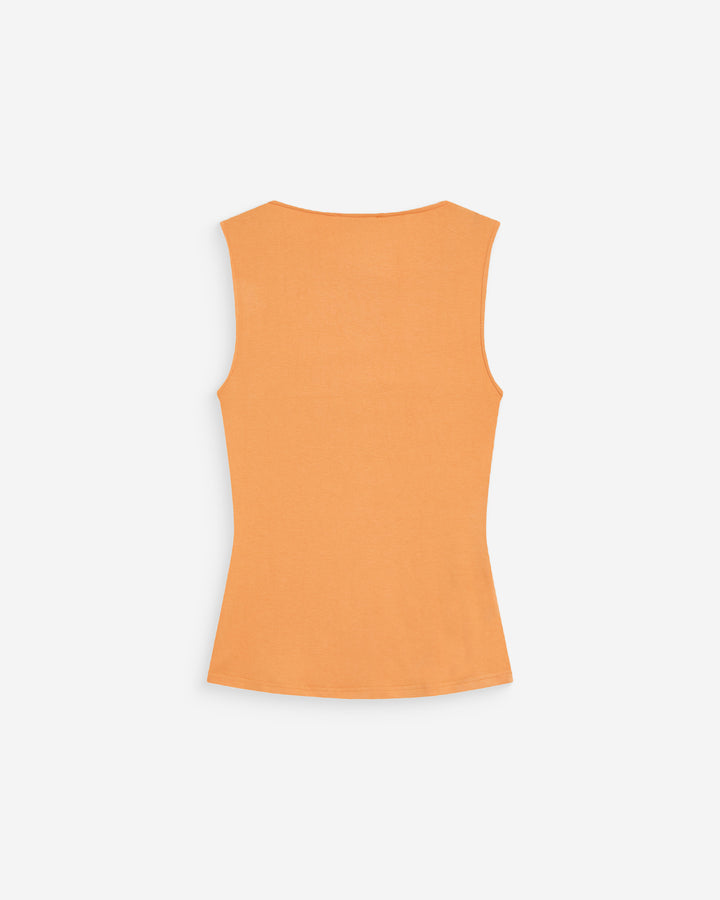 Top drapé asymétrique sans manches orange Wagner