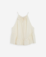 Top sans manches froncées en gaze de coton ecru Widy