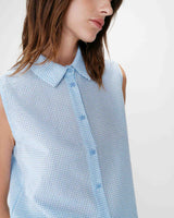 Chemise en coton vichy sans manches ciel Windell