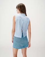 Chemise en coton vichy sans manches ciel Windell