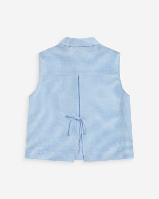 Chemise en coton vichy sans manches ciel Windell