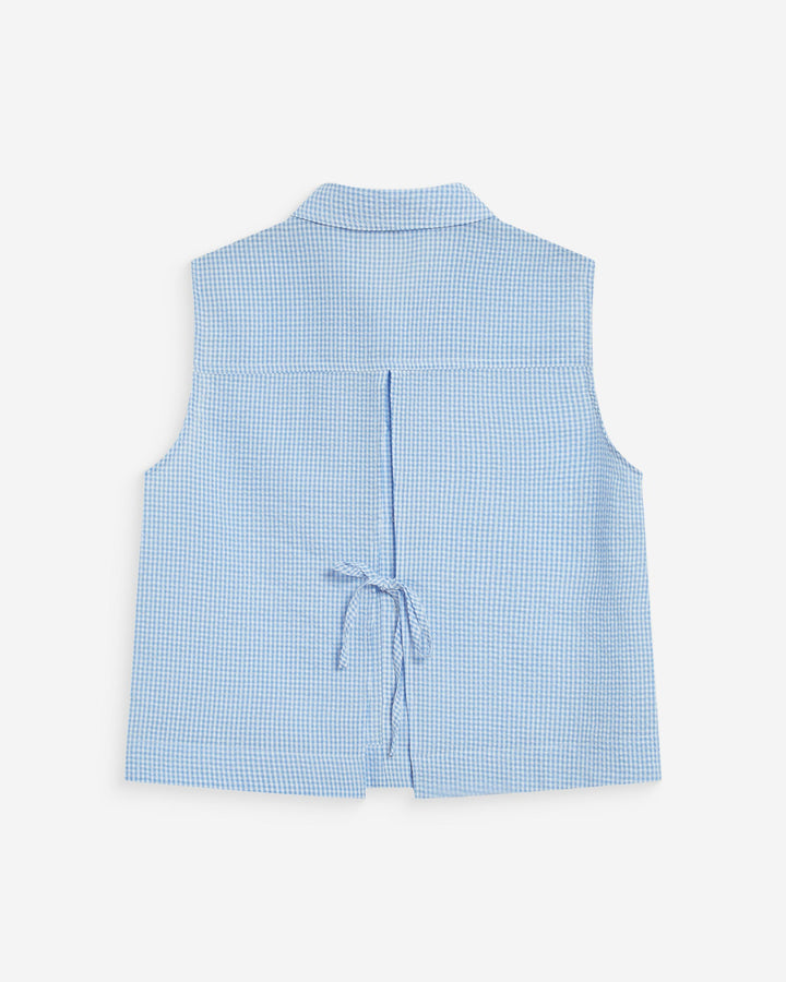 Chemise en coton vichy sans manches ciel Windell