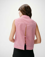 Chemise en coton vichy sans manches rouge Windell