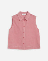 Chemise en coton vichy sans manches rouge Windell