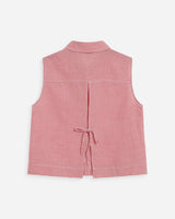 Chemise en coton vichy sans manches rouge Windell