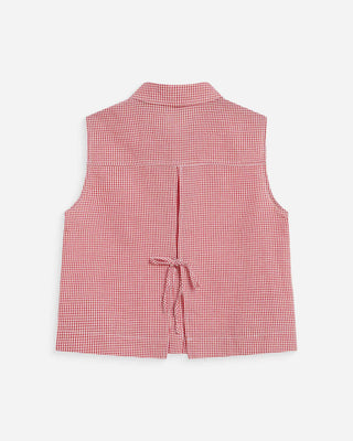Chemise en coton vichy sans manches rouge Windell