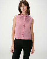 Chemise en coton vichy sans manches rouge Windell