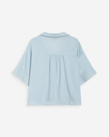 Chemise large manches courtes détails dentelle ciel Winka