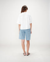 Chemise large manches courtes détails dentelle white Winka