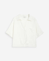 Chemise large manches courtes détails dentelle white Winka