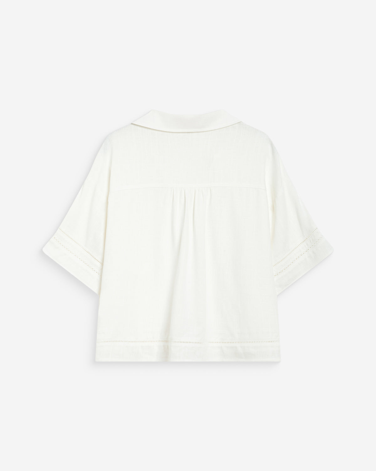 Chemise large manches courtes détails dentelle white Winka