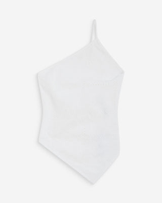Top en coton brodé asymétrique dos nu white Waiting