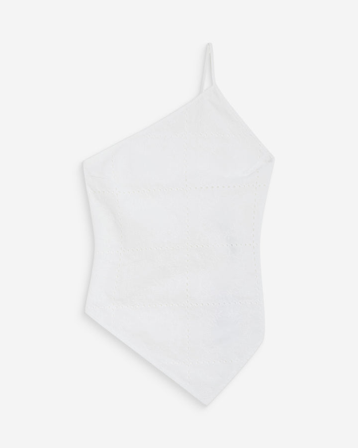 Top en coton brodé asymétrique dos nu white Waiting