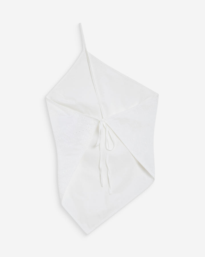 Top en coton brodé asymétrique dos nu white Waiting
